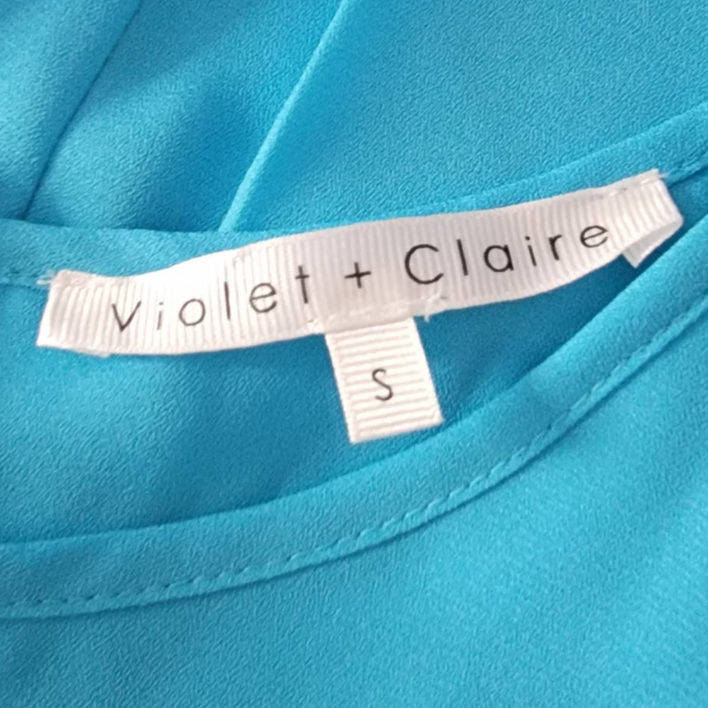 S Violet + Claire Sky blue tank top shirt blouse sleeveless flutter chiffon O - Picture 5 of 8